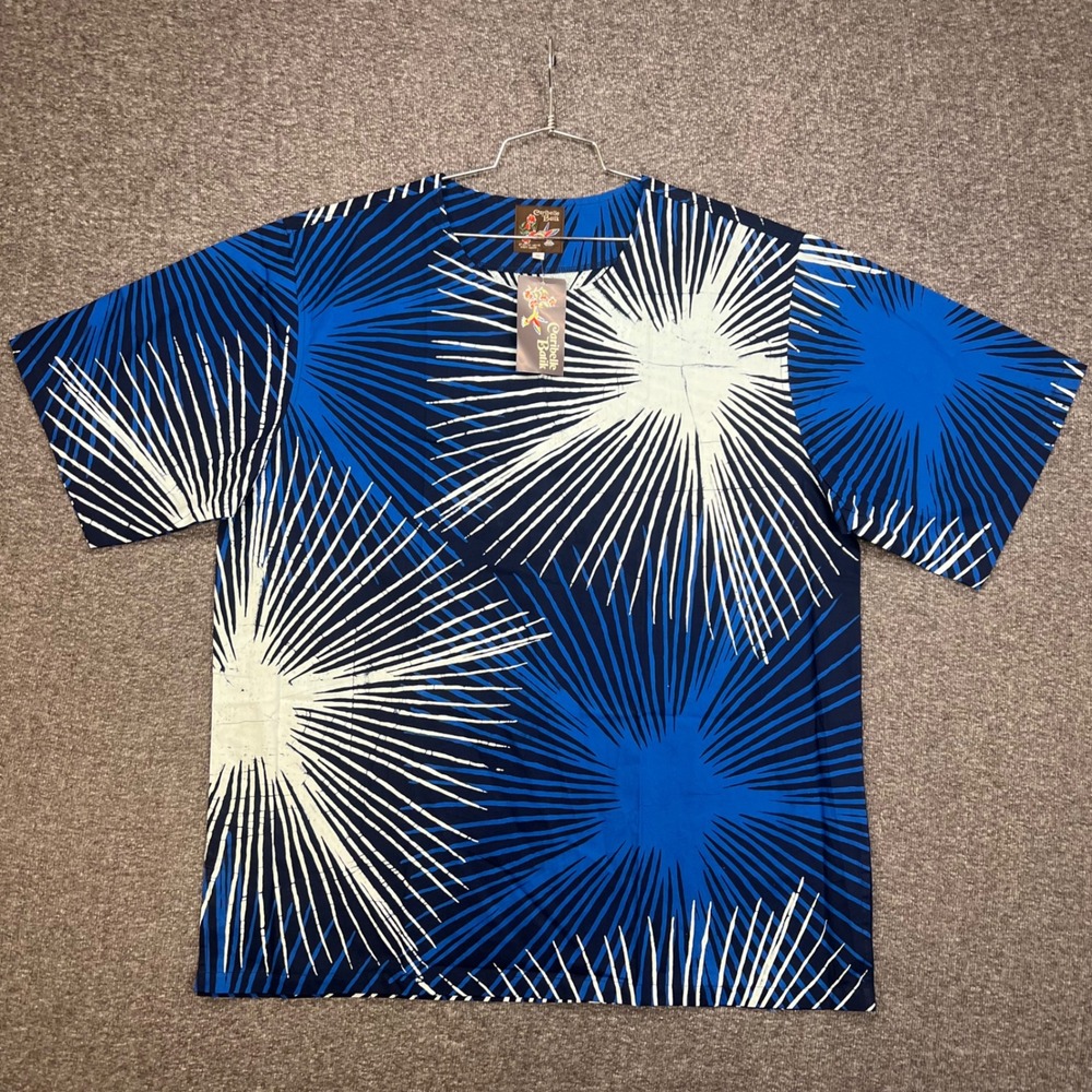 Caribelle Batik Dashiki Shirt Mens XL Starburst Cotton Poplin Tropical Festival